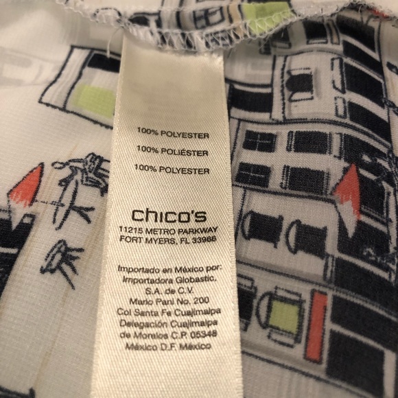 Chico’s Poly Tunic, Black, white, hint of orange🍊🍊🍊 - Picture 8 of 9